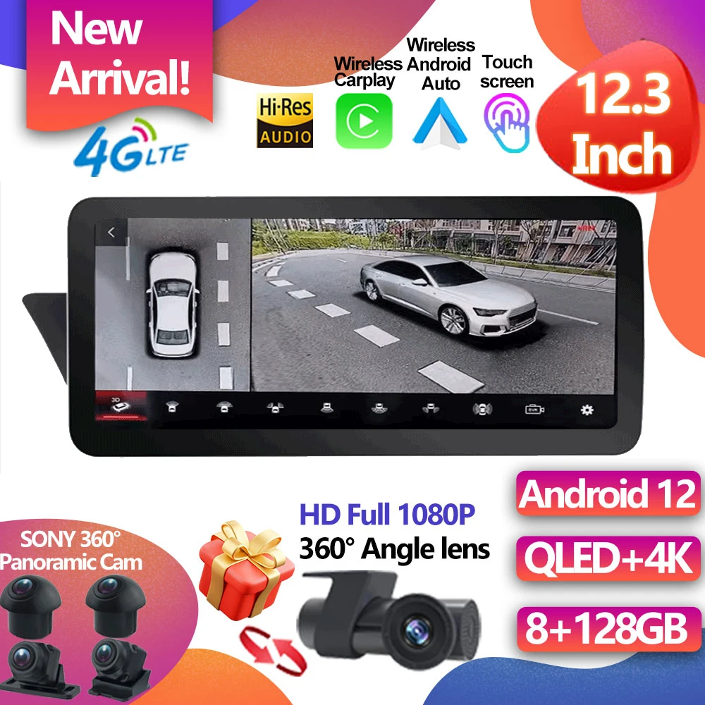 

Автомагнитола для Audi A4L S4 A5 B8 2009-2016, 12,3 дюйма, HD 1920*720, Android 12, мультимедиа, GPS-навигация, Carplay, Wi-Fi, BT, SWC, 4G, LTE