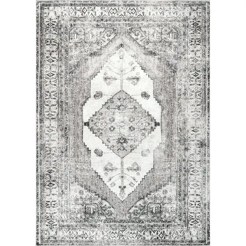 

Machine Washable Vintage Medallion Accent Rug, 2' x 3', Light Gray Play mat Cute home decor Area rugs bedroom Tapetes Tomie Scar