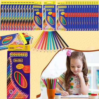 12/48/72 pezzi Matite colorate Matita colori in legno Penna da disegno a olio Kawaii per la scuola di Natale Regalo per feste Ritorno a scuola