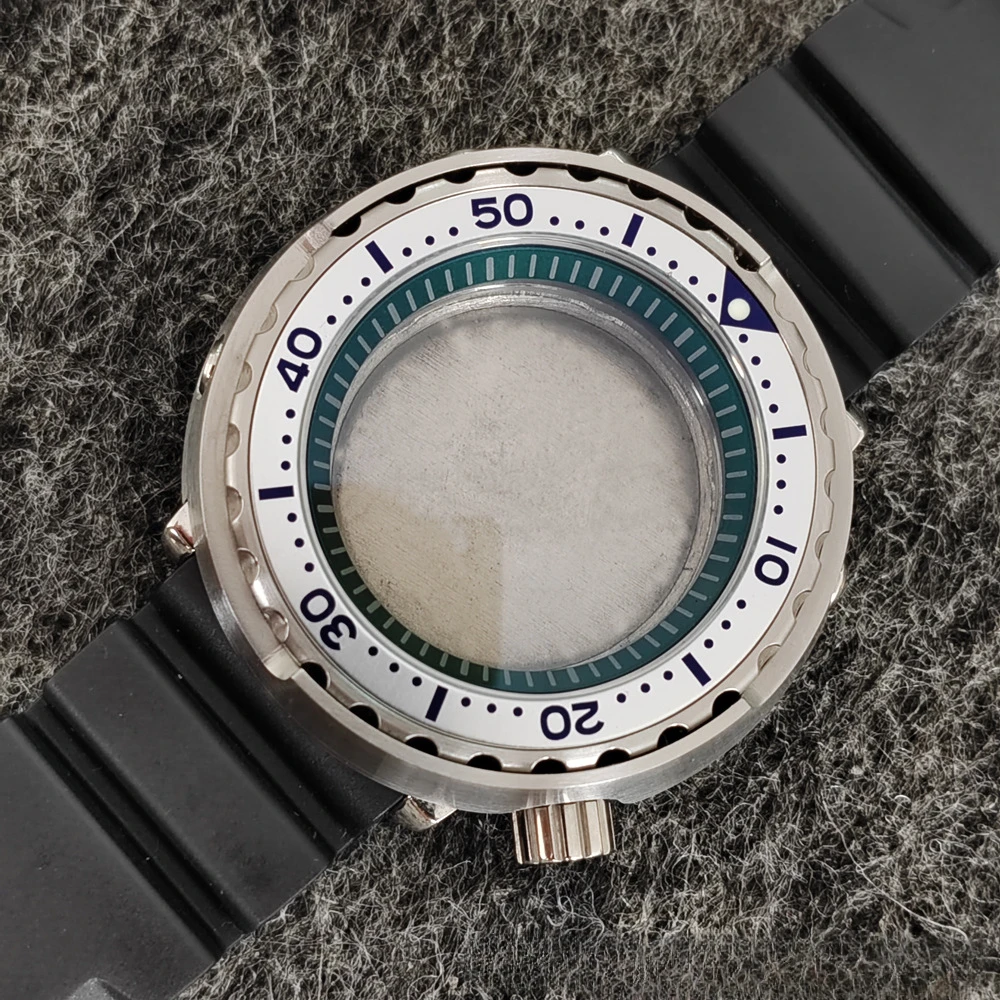 

Watch Case 45mm for SeikoTUNA Style Black Green PVD Case Stainless Steel Strap Sapphire Glass Suitable for NH35/36 Movement