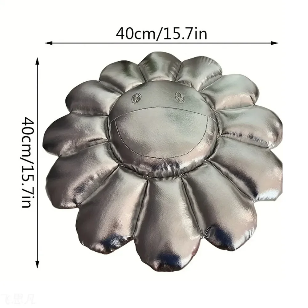 Silver Hiroshi Fujiwara Sunflower Cushion Bedroom Living Room Leather Textured Cushion Smile Office Cushion Home Decor 6