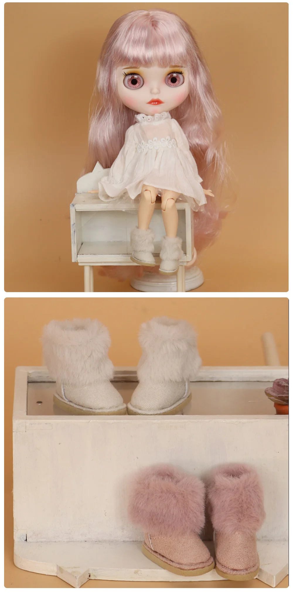 Neo Blythe Doll Fur Winter Shoes 3