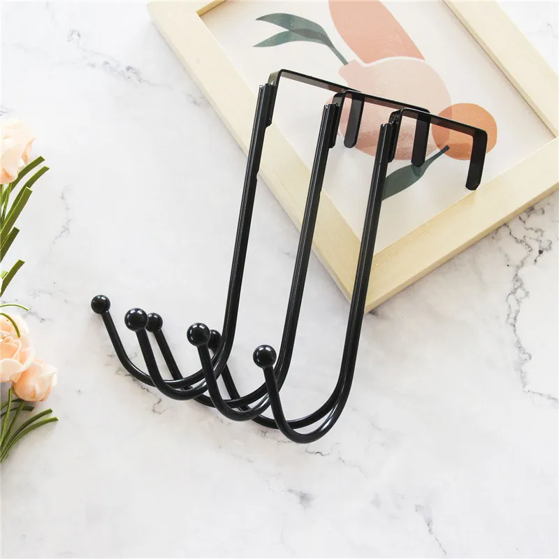 

Metal Christmas Wreath Hook Multi-Functional Bedroom Door Rear Double Hook Home Hanger Clothing Hat Bag Storage Rack Accessories