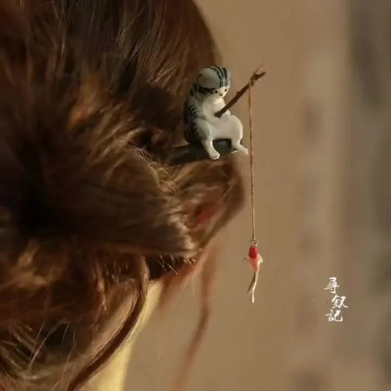 Chinese Hanfu Hairpin, Hand-Carved Phoenix Wooden Hair Stick, Vintage Hair Accessories for Women, Antique Bronze Retro Hair Clip