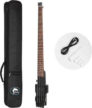 Batking Travel Electric bass Headless 4 String Bass neck through body design bass with Gigbag