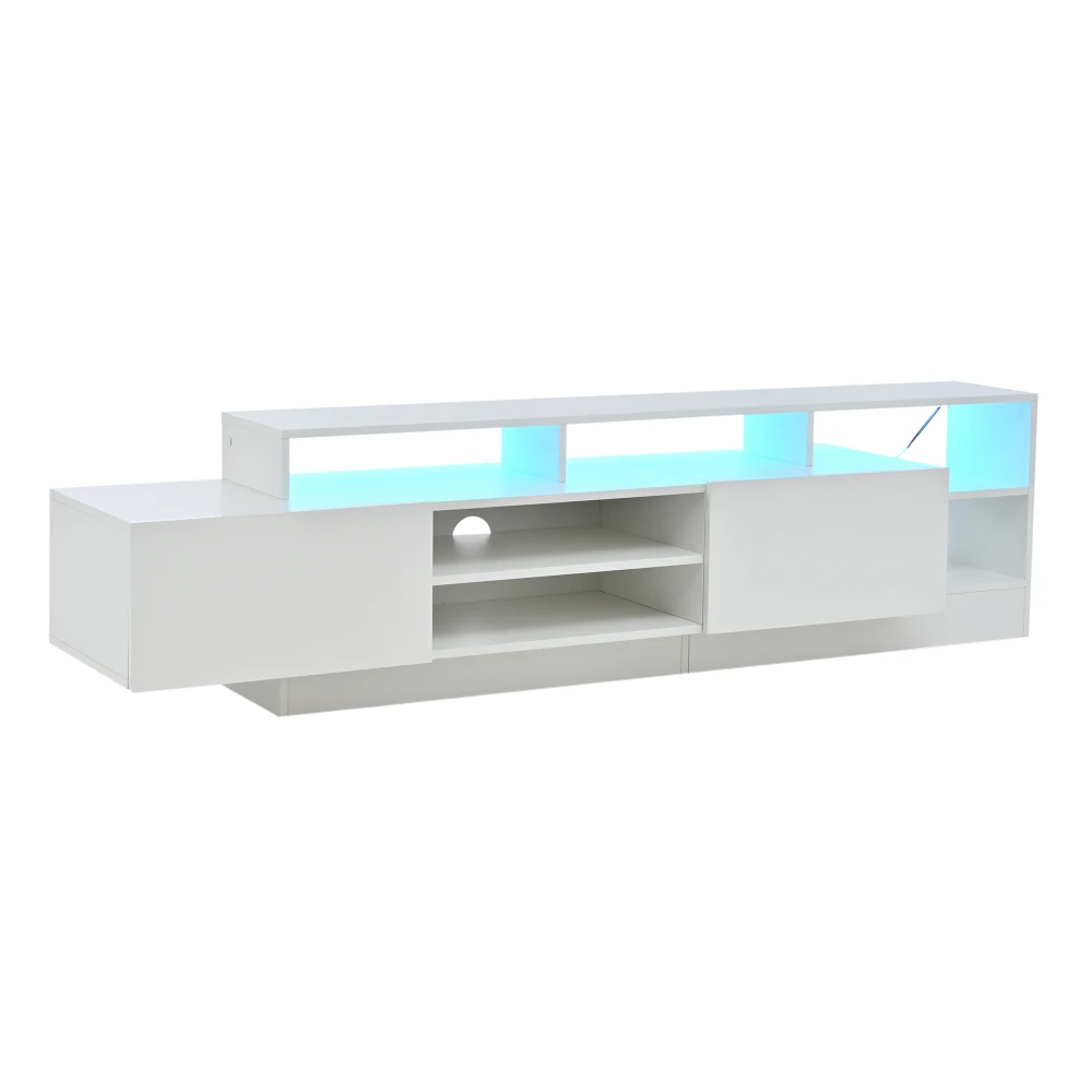 190 x 40 x 48,5 cm moderner TV-Schrank für TV-Geräte bis zu 70 Zoll, offener Stauraum mit LED-Anzeigen, Lowboard mit Hochglanz – Detail 20