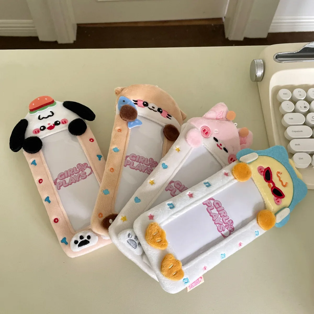 Kawaii Animal Series Fluffy Kpop Photocard Holder Students Cartoon Card Holder Bag Cover Bag Pendant School Stationery