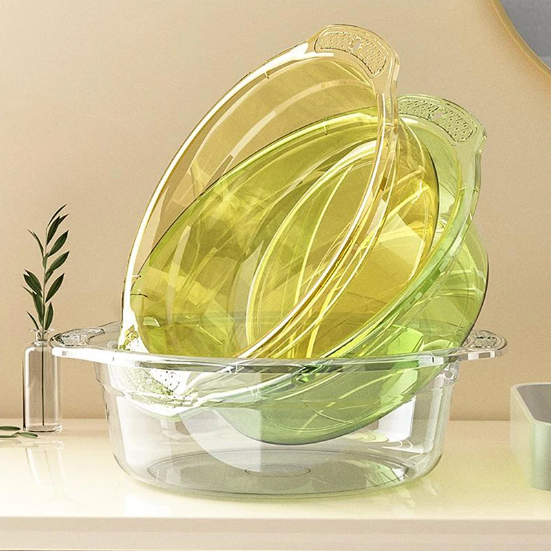 Transparent Washbasin Dormitory Student Washbasin Portable Travel Plastic Basin Household Water Basin 1PCS
