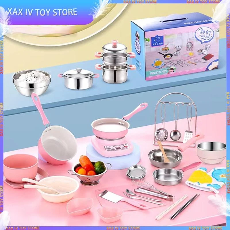 

2023 New Mini Kitchen Toys Really Cook A Full Set Of Girls Play House Toys Children's Simulation Kitchen Utensils Can Cook Gift