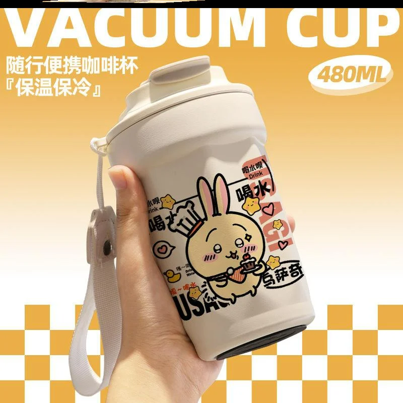 

480ml Thermal Insulation To Keep Cold Usachi Kohachi Cute Coffee Cup To Go Cup with Hand Straight Mouth Handmade Gift