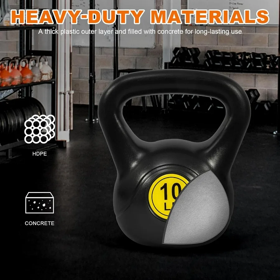 Fitvids Wide Grip 3Piece or 4Piece Kettlebell Exercise Fitness Weight Set Include 5 lbs 10 lbs 15 lbs and 20 lbs Set of 3 or Se