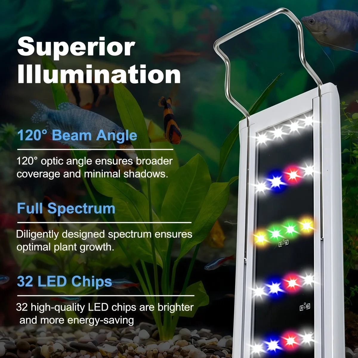 Sleek & Adjustable LED Aquarium & Reptile Light with Multi-Timer Settings