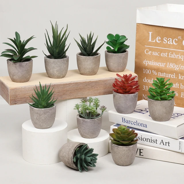 Mini plantas artificiales en maceta, 6 piezas, decoración del hogar -  AliExpress