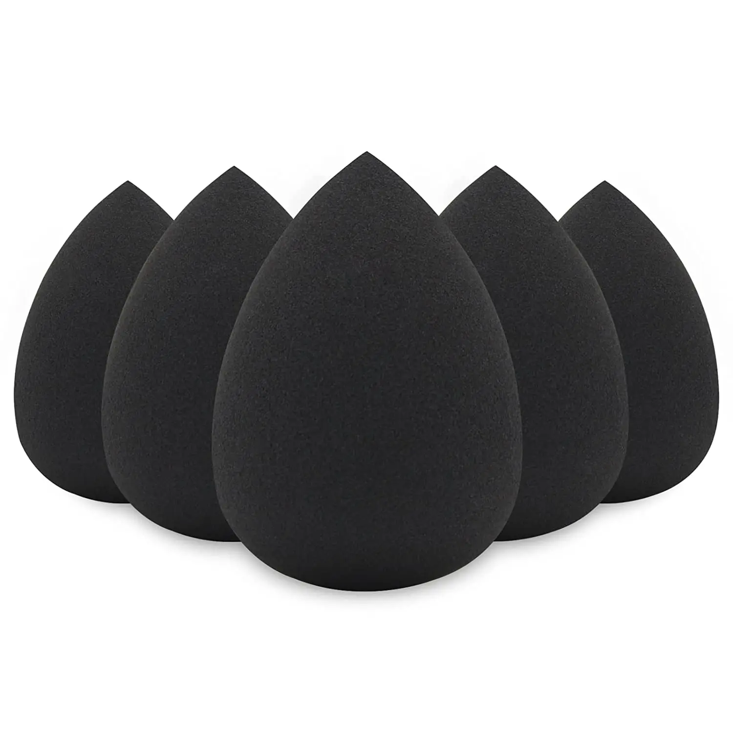 Makeup Sponge Set, 5 Pcs Black Foundation Blending Beauty Sponge, Flawless for Liquid, Cream, and Powder, Latex Free