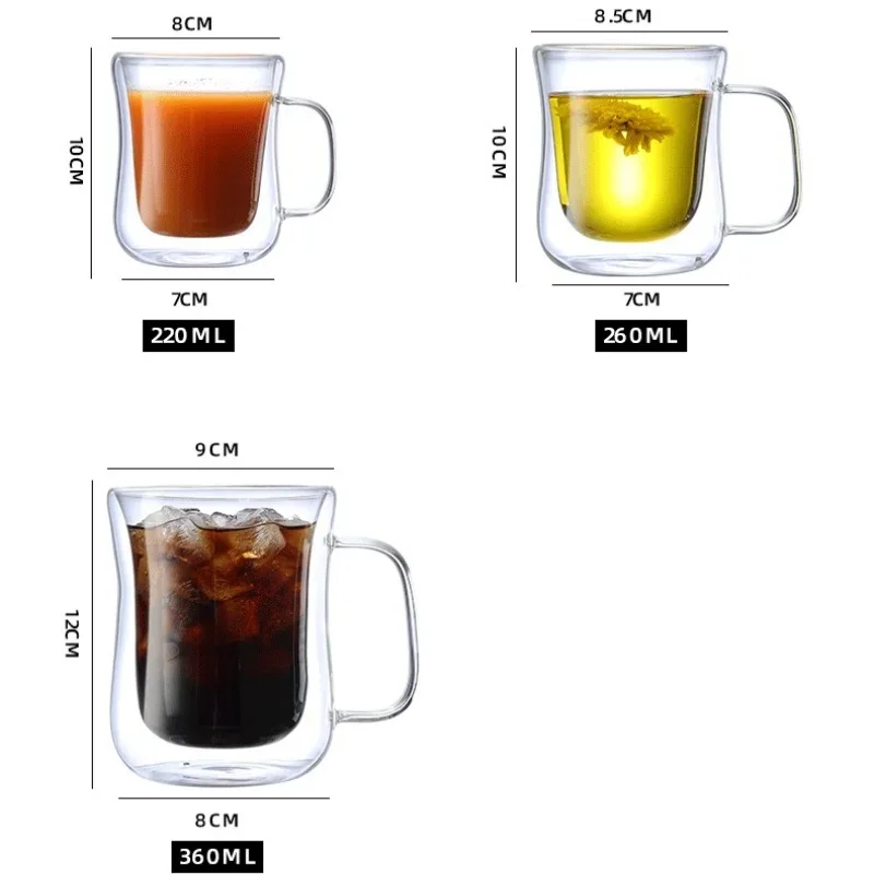 Double Wall Glass Cup Transparent Heat Insulation Coffee Water