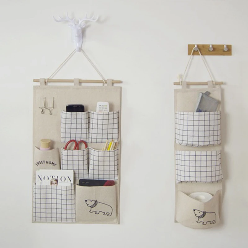 Cotton Linen Storage Bag Wall Bedroom Storage Bag Hang Seven Pockets Storage Bag Girls Dormitory Family Bedroom Door Hanging Bag 2