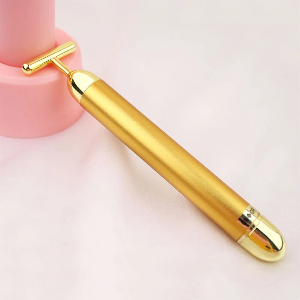 Facial Massager 24k Gold Facial Slimming Face Beauty Bar Pulse Firming Facial Roller Massager Lift Skin Tightening Wrinkle Vibrating Tool
