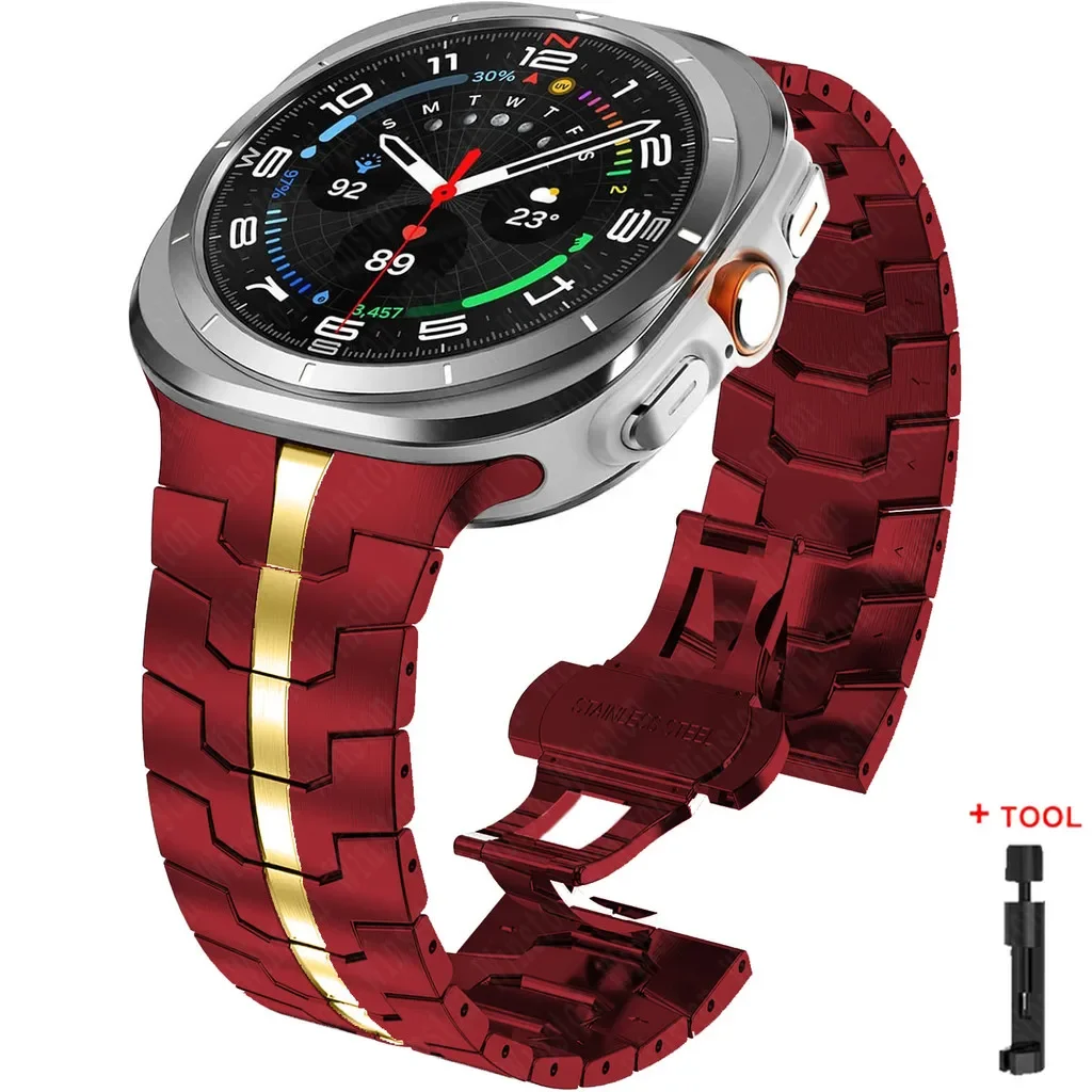 Heavy-Duty Armor Metal Watch Strap, Adjustable Stainless Steel Bracelet