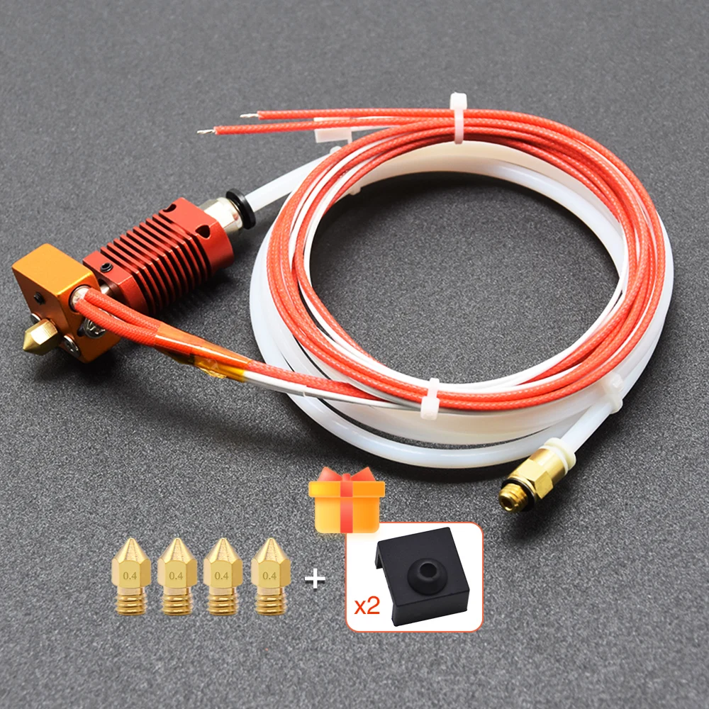 ELVES Ender-3/CR10/CR10S 3D Printer J-head Hotend Kit Aluminum Heat Block with Heater Thermistor 1.75/0.4mm Nozzle Part elves dual z axis upgrade stepper motor with mount block dual type wire and 5 8mm rigid coupling kit for cr 10 ender 3 kit
