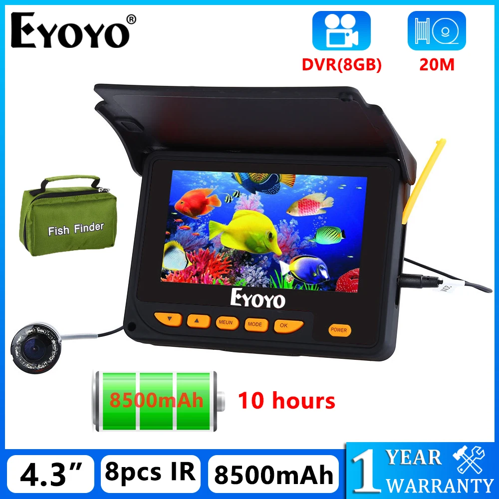 Eyoyo-Fish Finder with DVR Function,LED Controllable Fishing Camera,150&deg; View Angle,10H Work Time Low Temperature Endurance,4.3"