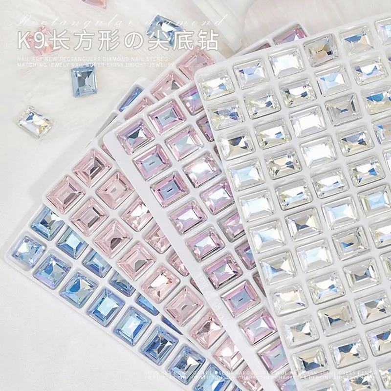 

5Pcs High Quality Water Diamonds Rectangle Shape Crystal Diamond Nail Rhinestone 3D Non HotFix Nail Art Decoration DIY Tool