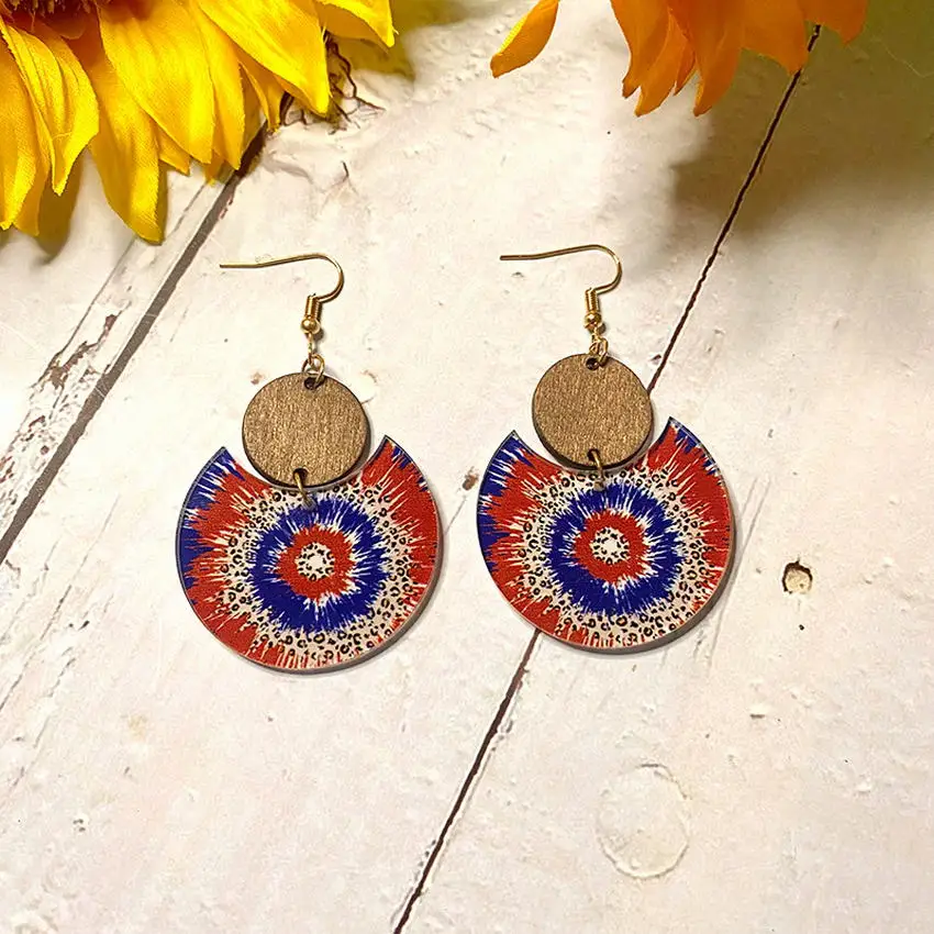 New American Independence Day Earrings July 4th Festival Decoration Western  Cowboy Sun Flower Boots Cowhead Hat Wooden Ear Rings - AliExpress