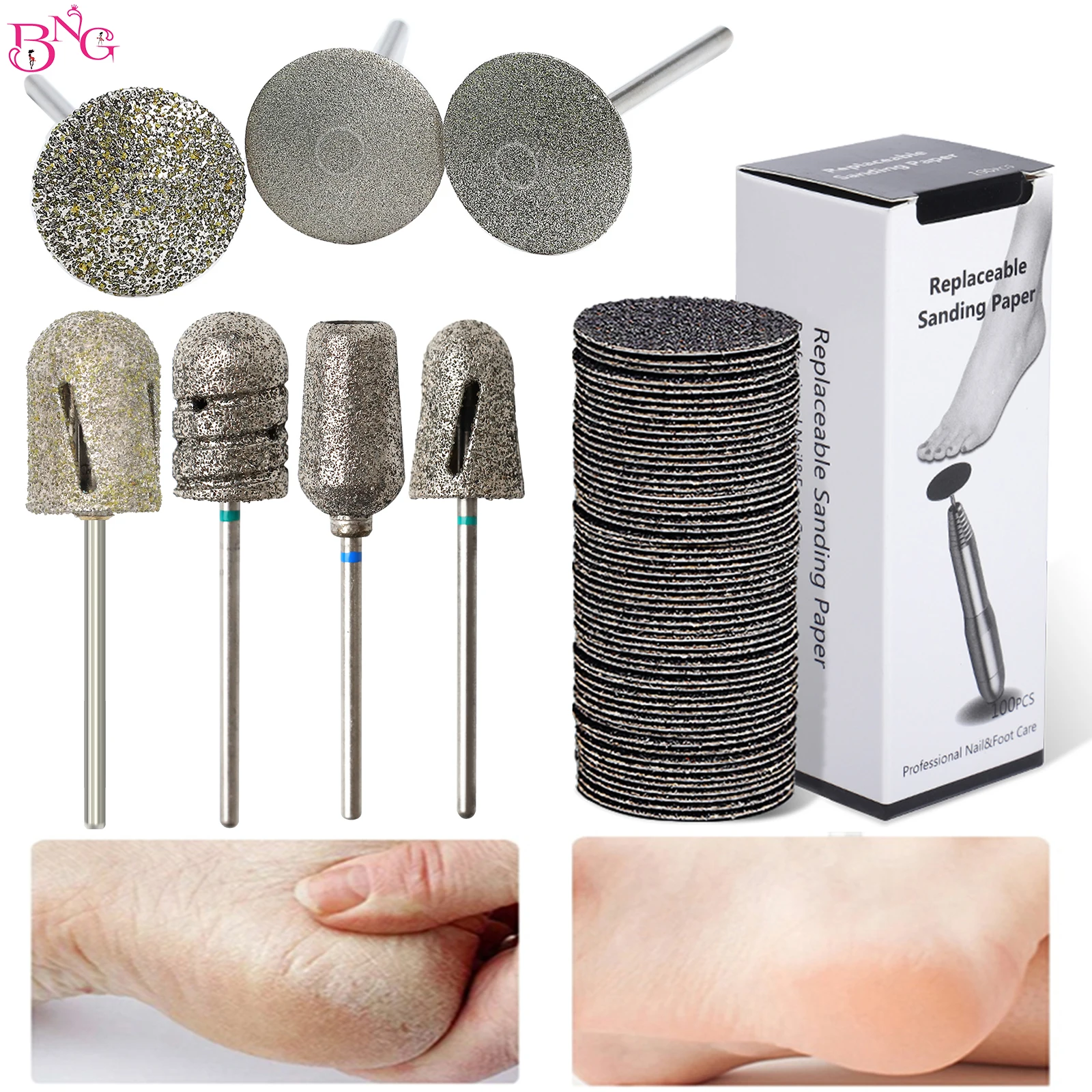 Coarse Diamond Feet Nail Drill Bits Cutter Rotary Burr Foot Cuticle Manicure Pedicure Disc Tools Accessories Nail Mills Umbrella nail art tools nail drill bit nail drill bits nail manicure tools nail manicure accessories cuticle remover bit diamond burs