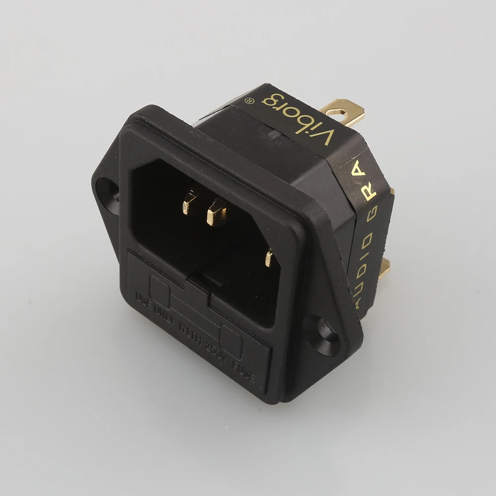 

New Hifi audio FI-03 Fused AU IEC Socket/Connector 24K Gold plated IEC Inlet with fuse holder