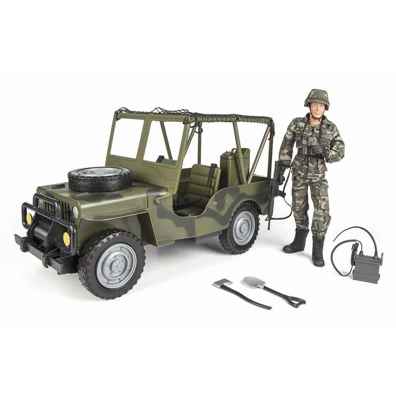 Justice Red Division World Peacekeepers Model 1:6 Military Puppet Soldier Figure Model Jeep Vehicle Set Children's Toys