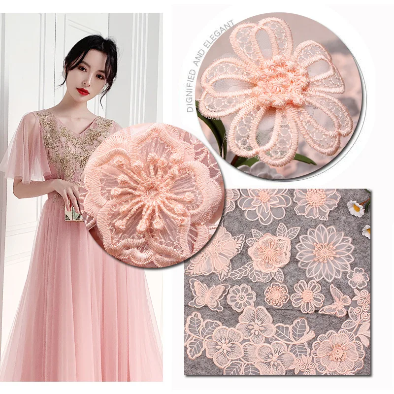 

20 шт./партия, шифоновые нашивки с кружевной вышивкой