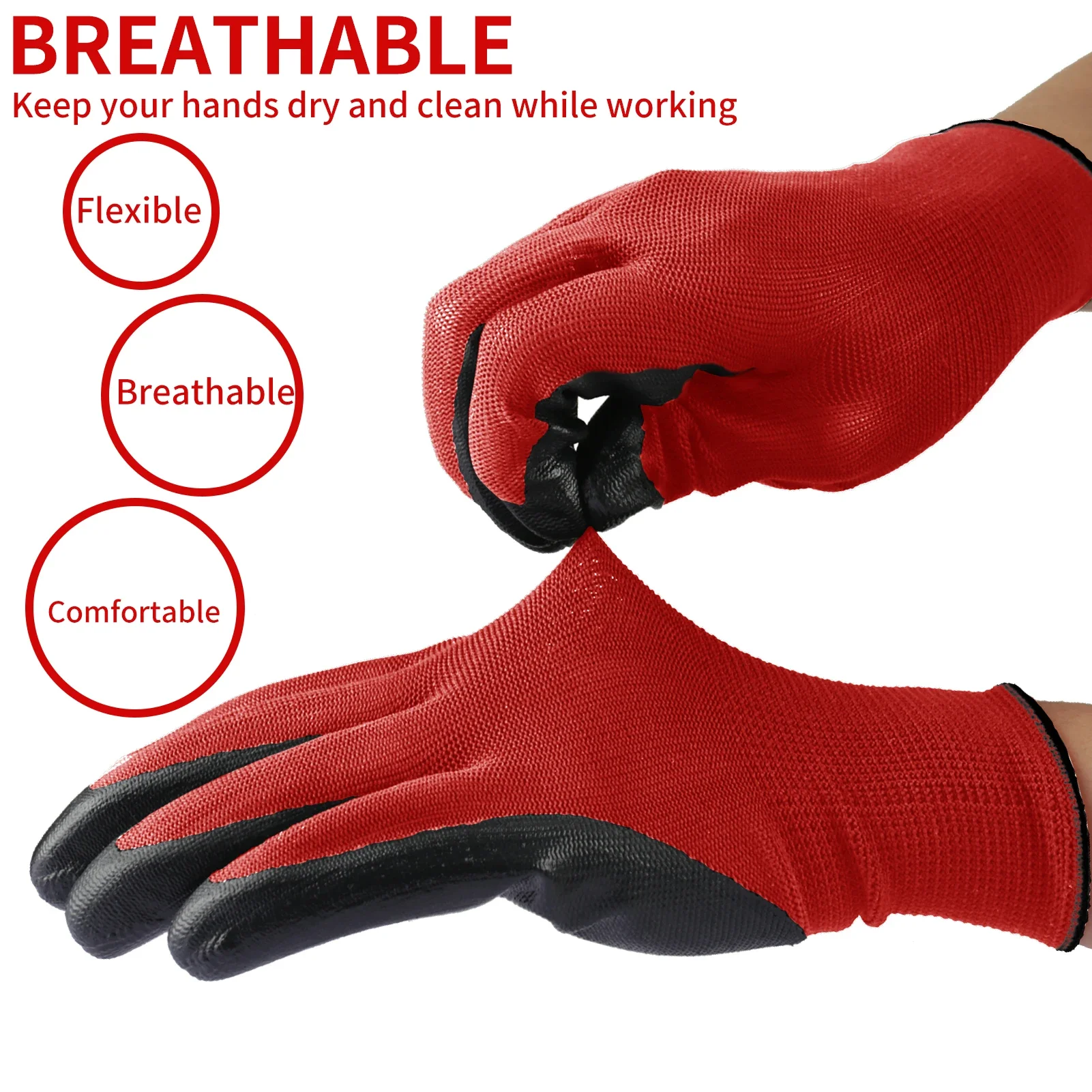 12 Pairs PU Work Gloves Set 3