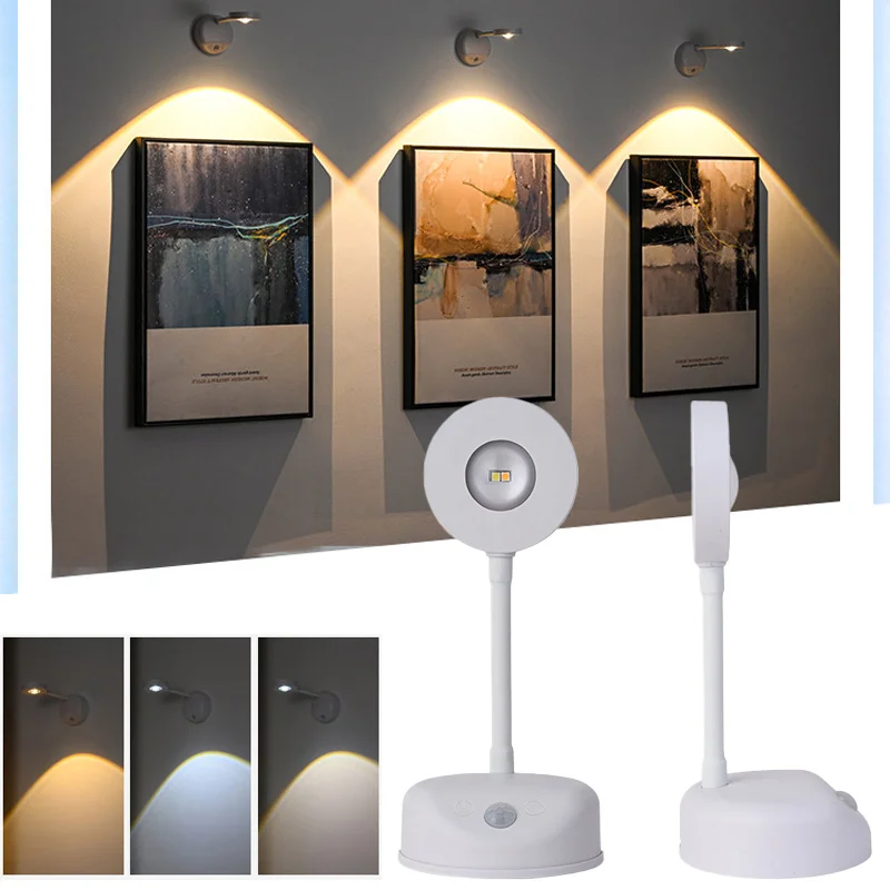

LED Motion Sensor Light Night Light Usb Rechargeable Spotlight Wall Light Dimmable Led Spotlight For Lighting Paintings Pictures