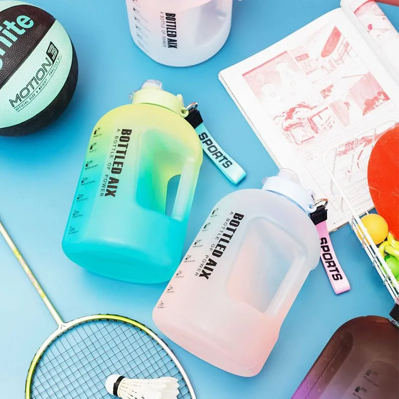 2.2L Large Sports Water Bottle Capacity Portable Cup with Straw Gym Traveling Hiking Camping Fitness Water Kettle
