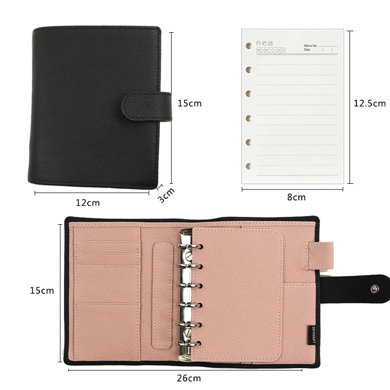 Moterm A6 Versa 3.0 Rings Planner with 30 MM Rings Pebbled Style Organizer  Genuine Leather Agenda Diary Wallet Journal Notepad