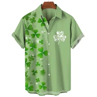 St. Patrick's Day Graphic Short Sleeve Shirts For Men Clothes Fashion Hawaiian Lucky Shamrock Female Blouses  Ireland Kids Tops 2