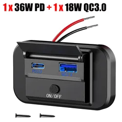72W Multi - Port USB Charger Socket with Dual USB - C and Quick Charge Ports (PD and QC 3.0)