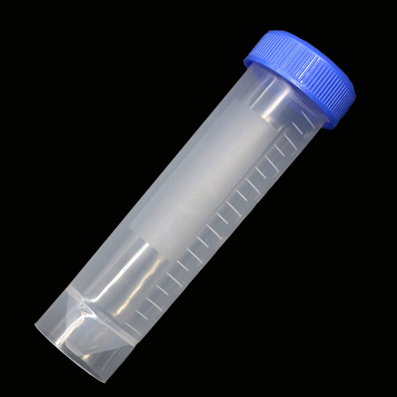 Centrifuge Tube 50ML Clear Plastic Screw Cap Flat Bottom with Graduated Freestanding for Scientific Experiments 10pcs