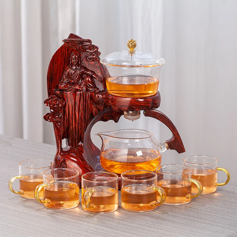 Creative Buddha Statue Glass Tea Set Automatic Teapot Tea Heat-resistant Kungfu Drinking Make Injection