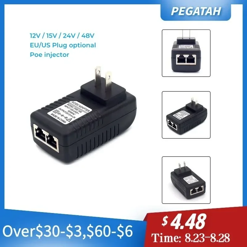 

Hot 48V 0.5A 24W POE Injector for IP Camera CCTV Security Surveillance PoE Power Supply Ethernet Adapter Phone US EU UK Plug