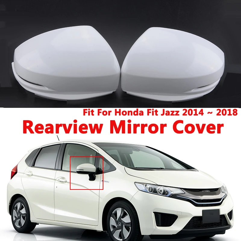 Cubierta de espejo retrovisor lateral con agujero para lámpara de señal, accesorios para coche, compatible con Honda Fit Jazz 2014, 2015, 2016, 2017, 2018