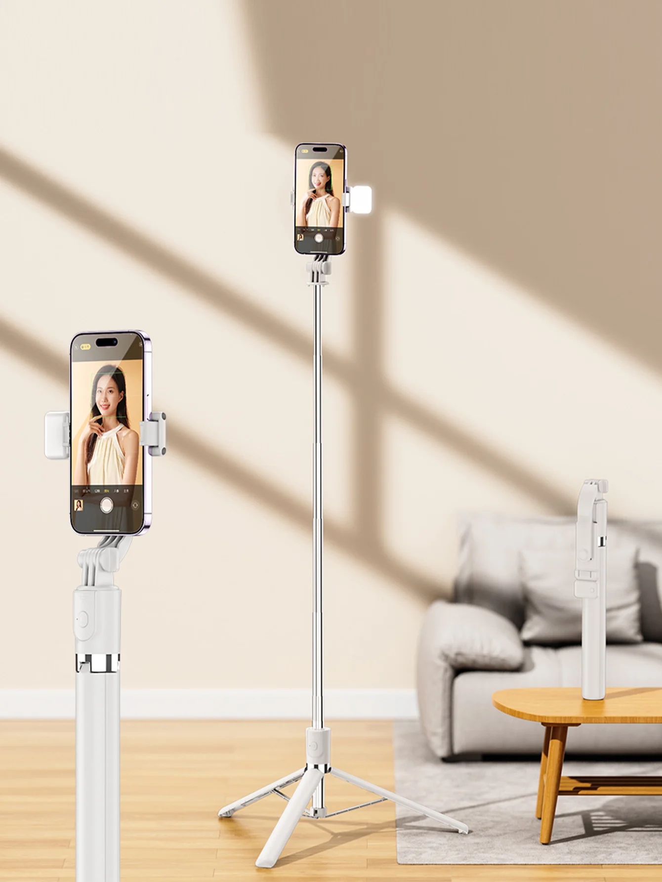 170cm/67inch Selfie Stick Tripod, With fill light, Extendable Aluminum Tripod With Bluetooth Remote,Compatible With lPhone And A 1