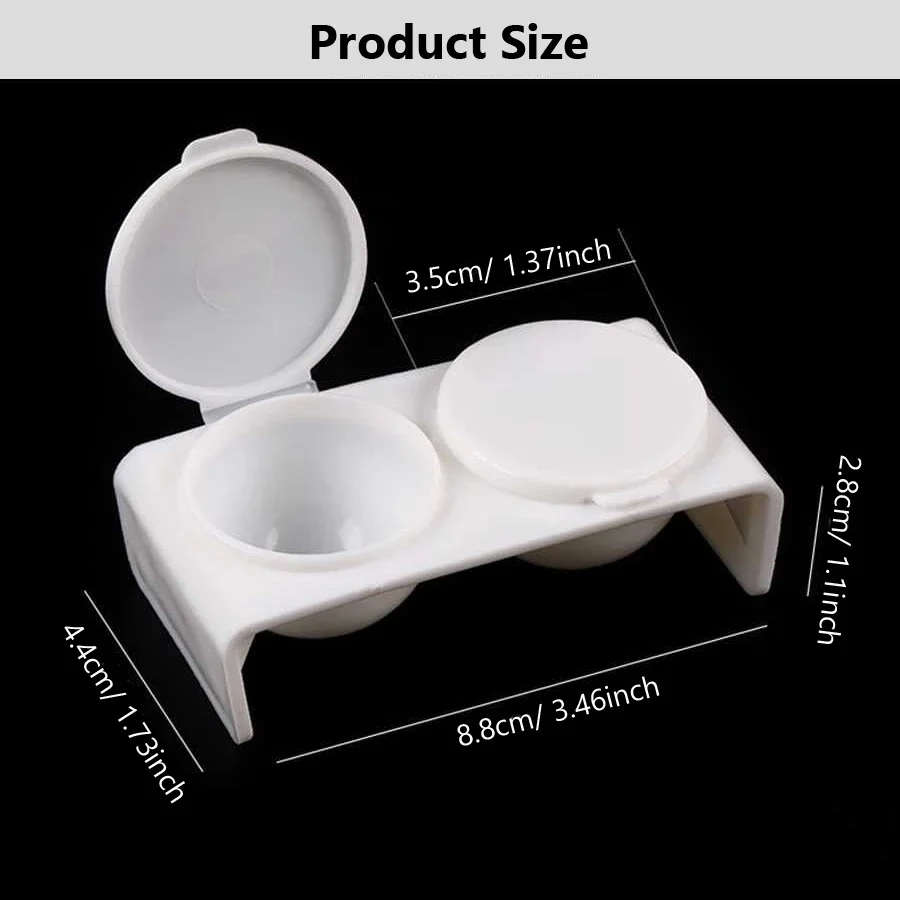 2Pcs Acrylic Liquid Dappen Dish Twin Cup Nail Art Pigment Holder for Monomer Nail Brushes Washing Manicure Tool