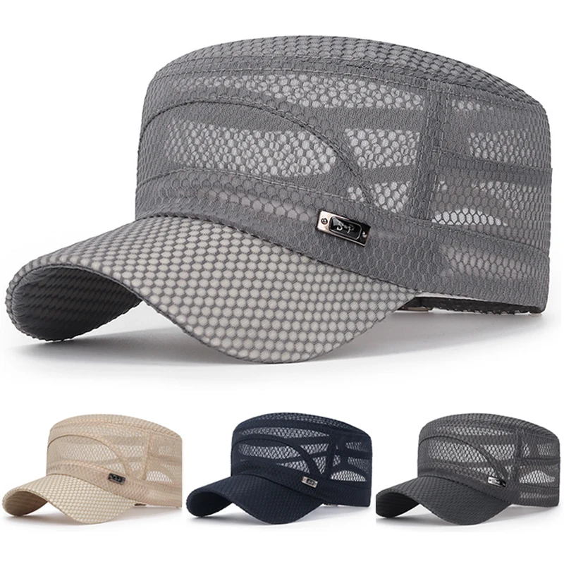 Full Mesh Sun Protection Hats for Women Men Summer Breathable Sunshade Hollow Out Military Hat Outdoor Sports Tennis Golf Visors