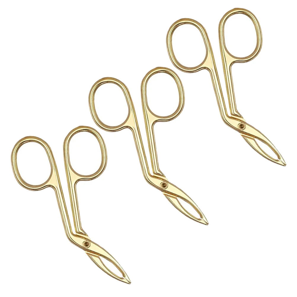 3 Pcs Eyebrow Tweezers Scissor Handle Nose Hair Trimmer Straight Tip Golden Miss 5