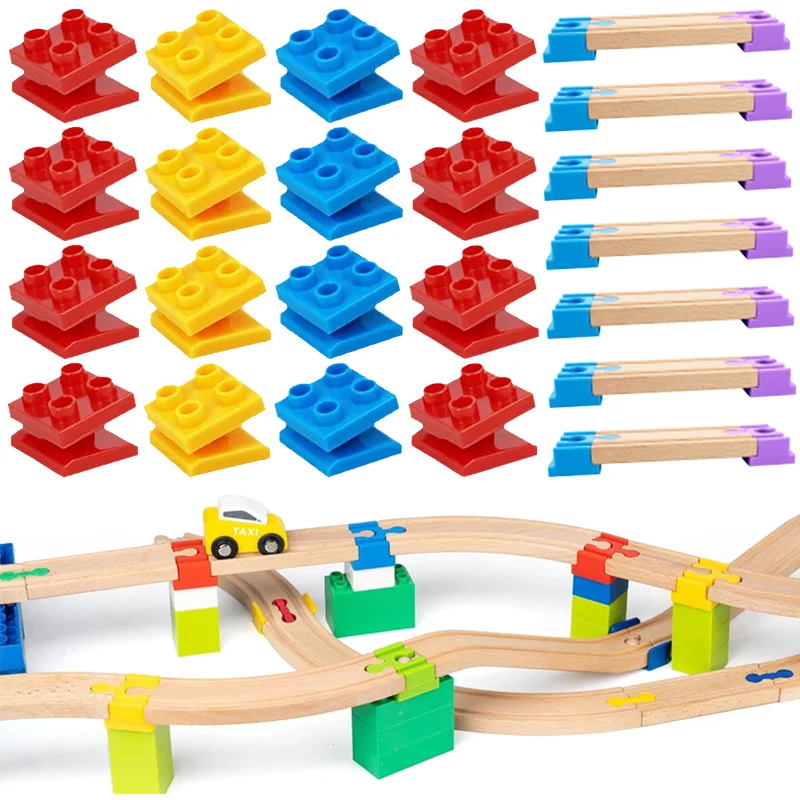 NEW Wooden Train Track Accessories Rail Train Connectors For Wooden Tracks Adapter For Bulid Wood Toy Set Children Birthday Gift