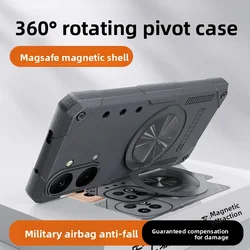 Durable Shockproof Case with 360° Ring Stand and Magnetic Back Cover for Poco X8 Pro (Gray)