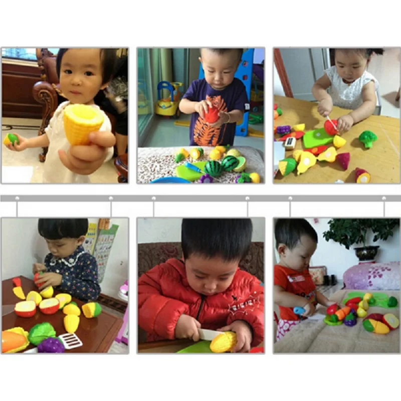 4/6/8/12Pcs/Set Kids Simulation Kitchen Toy Classic Wooden Fruit Vegetable Cutting Educational Montessori Toy for Children Gift