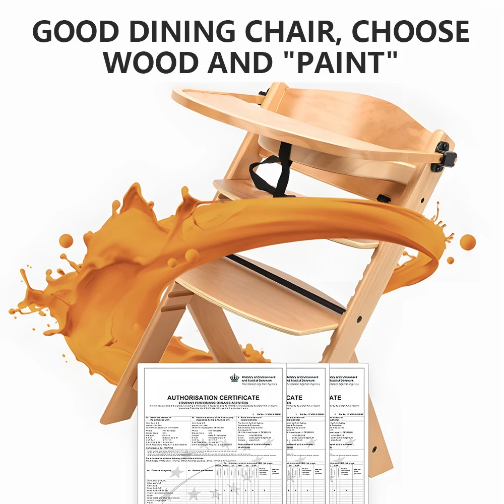 Solid wood baby feeding dining chair with tray Multi functional Growth