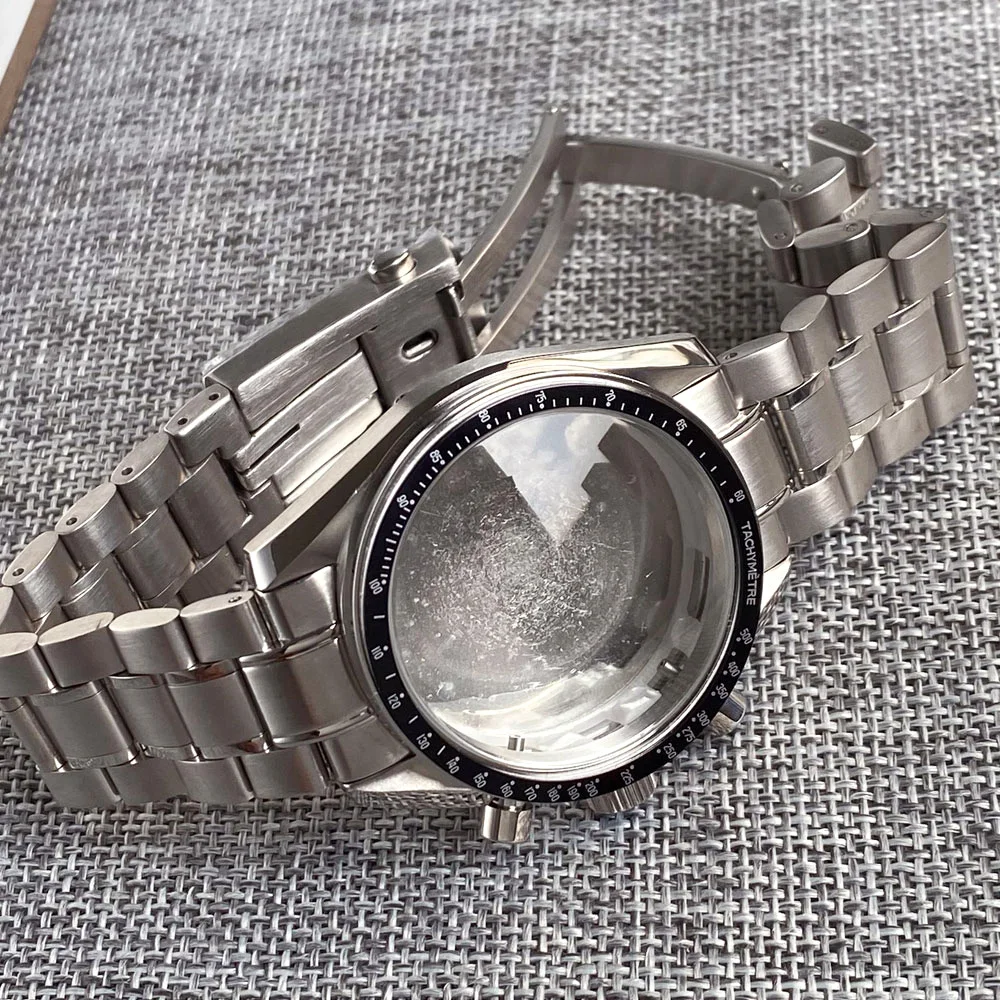 40mm Stainless Steel Chronograph Watch Case for Men - SPEED MASTER Style