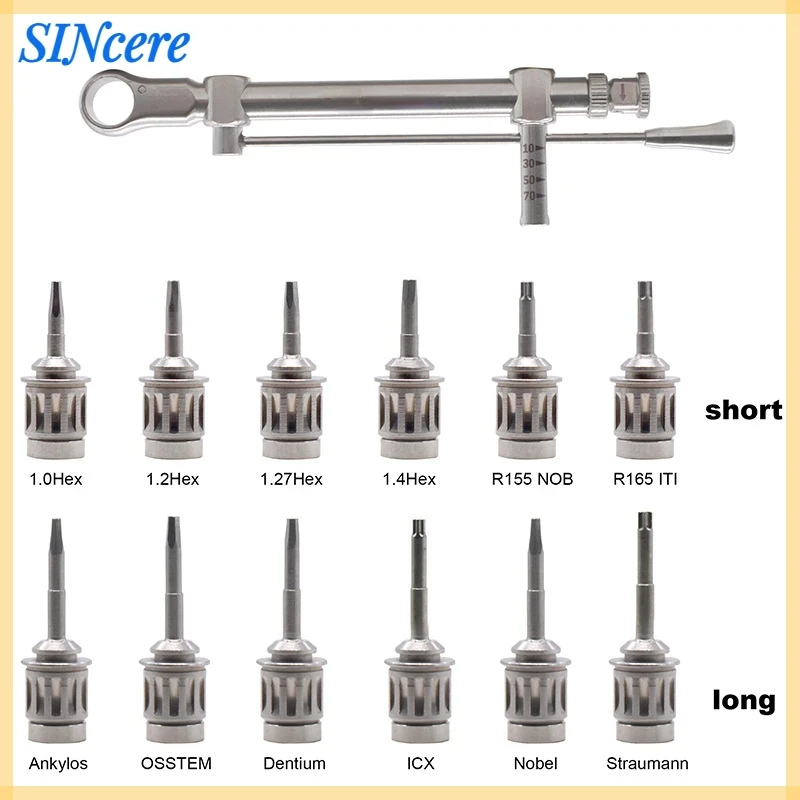 

Dental Implant Torque Wrench Screwdrivers Prosthetic Kit 10-70NCM Ratchet Drivers Dentistry Implant Repair Universal Tools